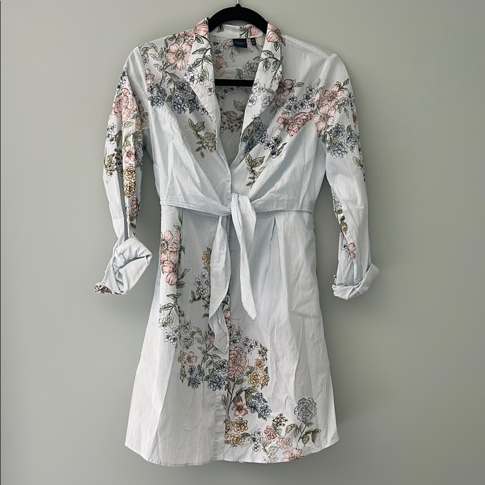 Floral Tie-Front Button Down Dress